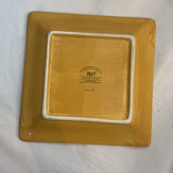 Pier 1 Hand Painted Earthenware Essential Colours Yellow Gold 8 In Salad Plate - Picture 3 of 5